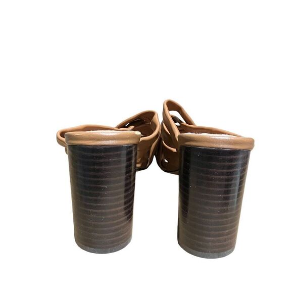 JOIE Sandals WMNS 6.5 Brown Leather Luz Crisscross Heels Block Open Toe Slip On - Picture 7 of 8
